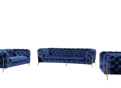 Luxus Hochwertige Sofa Couch Polster Sitz 3+2+1 Garnitur Deko Chesterfield