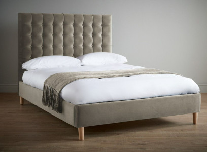 Graues Luxus Chesterfield Doppelbett Polsterbett Schlafzimmer Bett