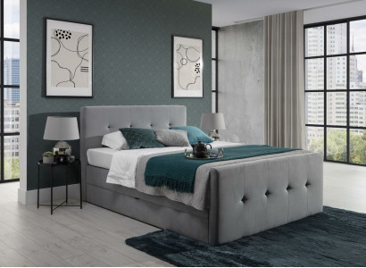 Modernes Graues Chesterfield Bett Luxuriöse Doppelbetten Schlafzimmer Möbel