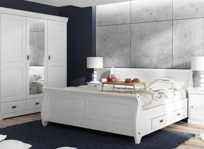 Schlafzimmer Set Bett Nachttisch Kleiderschrank Hotel Betten Holz Design 4tlg.