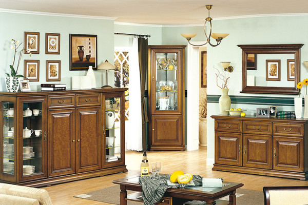 Klassischer Vitrine Vitrinenschrank Eckschrank Schrank Massiv Sammler Vitrinen