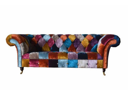 Chesterfield Textil Sofa Couch Polster Sofas Luxus Stoff 3 Sitzer Design