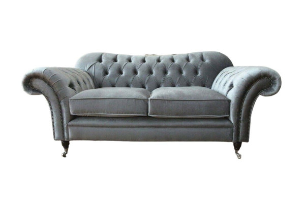 Chesterfield Sofa 2 Sitzer Polster Designer Couchen Sofas Grau Neu