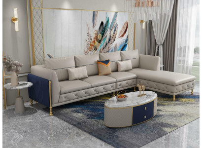 Luxuriöse Wohnzimmer Eckgarnitur Ecksofa Eckcouch Sofa Polster Ecke Couch Leder