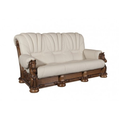 Klassische Sofagarnitur Couch Polster Garnitur Sitz Sofa Leder Holz 3+2+2 Set