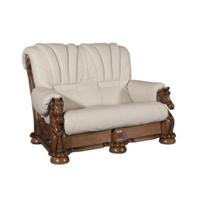 Klassische Sofagarnitur Couch Polster Garnitur Sitz Sofa Leder Holz 3+2+2 Set