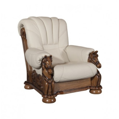Klassische Sofagarnitur Couch Polster Sitz Garnitur Sofa Leder Holz 3+1+1 Set