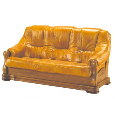 Wohnzimmer Leder Holz Möbel Garnitur 3+2+1 Sofa Couch Polster Sitz
