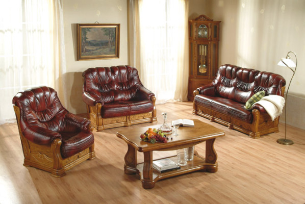 Garnitur 3+2 Sitzer Couch Polster Garnituren Sitz Set 100% Italienisches Leder