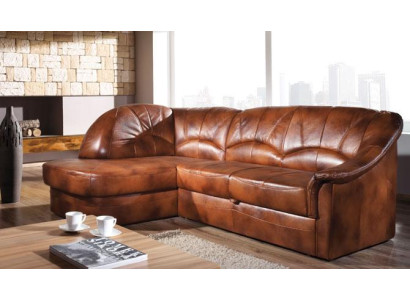 Klassische Ecksofa 100% Leder Wohnlandschaft Polster Sofa Couch Sitz
