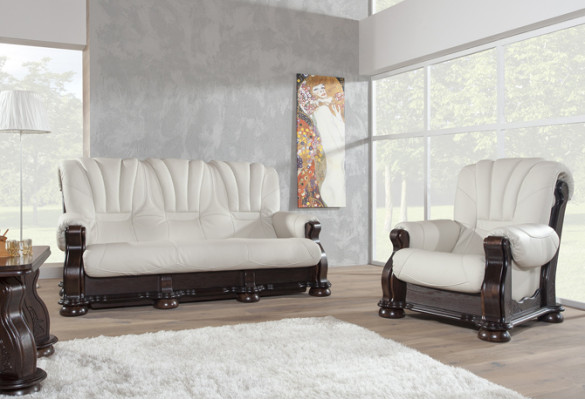 Klassische Dreisitzer Couch Polster Sofa 3 Sitzer Leder Couchen Ledersofa