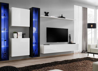 Gruppe Wohnwand Modern Wandregal Designer Wandschrank Luxus Holz Einrichtung