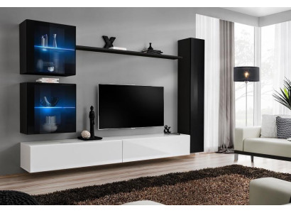 Wohnwand Set 6tlg Luxus Einrichtung Wohnzimmer Designer TV-Ständer Wandschrank