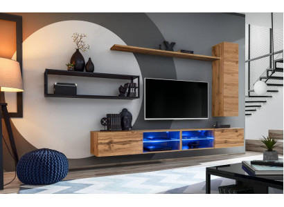 Braun Luxus Neu Wohnwand Set Wohnzimmermöbel Einrichtung Wandschrank Wand Regal