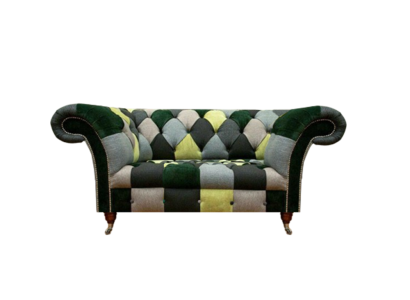 Mehrfarbig Modern Sofa Couch Zweisitzer Textil Wohnzimmer Sitzmöbel Chesterfield