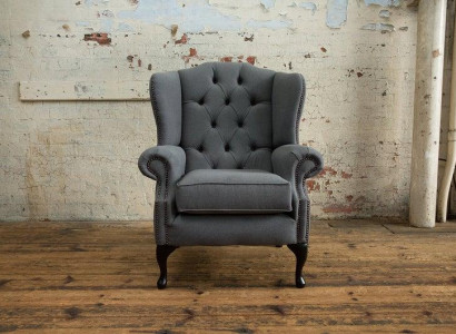 Chesterfield Design Luxus Stoffsofas Textil  Ohrensessel 1 Sitzer Sofa Polster