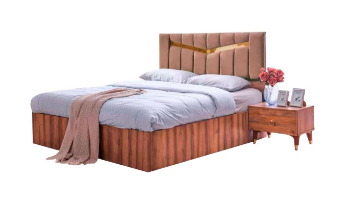 Bett Braun Modern Rechteckig Design Schlafzimmer Doppelbett Einfarbig Stil