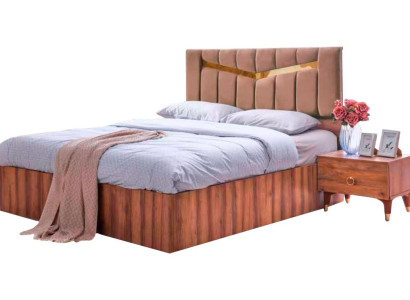 Bett Braun Modern Rechteckig Design Schlafzimmer Doppelbett Einfarbig Stil