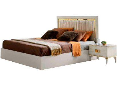 Bett Weiß Einfarbig Modern Design Rechteckig Textil Schlafzimmer Stil