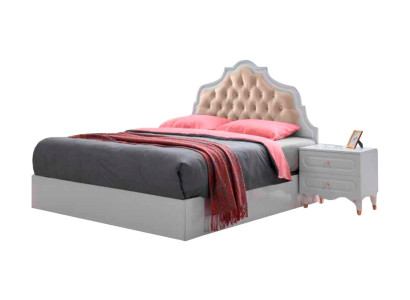 Bett Klassisch Stil Schlafzimmer Rechteckig Doppelbett Designer Weiß Einfarbig