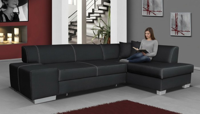 Design Ecksofa Schlafsofa Bettfunktion Couch Sofas Leder Textil Polster Neu