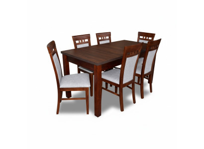 Klassische Designer Esszimmer Garnitur Holz Tisch + 6 Stühle Stuhl Garnitur