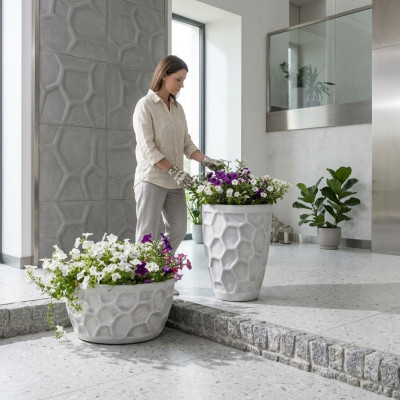 Blumenkübel Natur Pflanz Kübel Dekoration Vasen Garten Figur Blumentöpfe