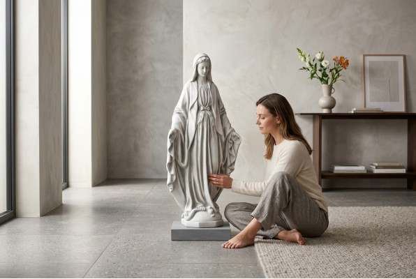 Mutter Jesus Maria Statue Grab Skulptur Heilige Figur Garten Deko 100cm