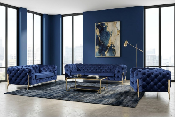 Luxus Hochwertige Sofa Couch Polster Sitz 3+2+1 Garnitur Deko Chesterfield