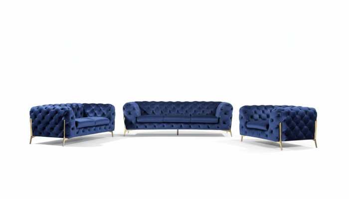 Luxus Hochwertige Sofa Couch Polster Sitz 3+2+1 Garnitur Deko Chesterfield