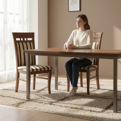 Set 8x Stuhl Design Lehnstuhl Polster Stühle Gastro Esszimmer Stoff Massiv