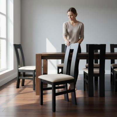 Design Stuhl Set 2x Sessel Holz Textil Polster Stühle Gastro Stoff Esszimmer
