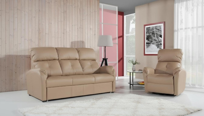 Echtleder Sofagarnitur 3+1 Sitz Modernes Sofa Couch Design Deko Polster