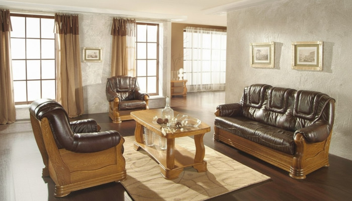 Ledersofa Männer Club Sofa Couch Polster Sitz Sofagarnitur 3+1+1 Komplett Set