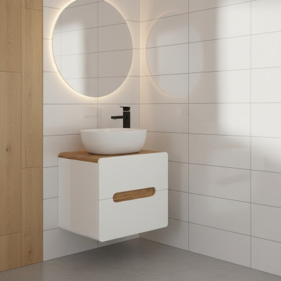 Waschtisch Badezimmer Waschbecken mit Aufsatz Becken 60cm Unterschrank Hochglanz