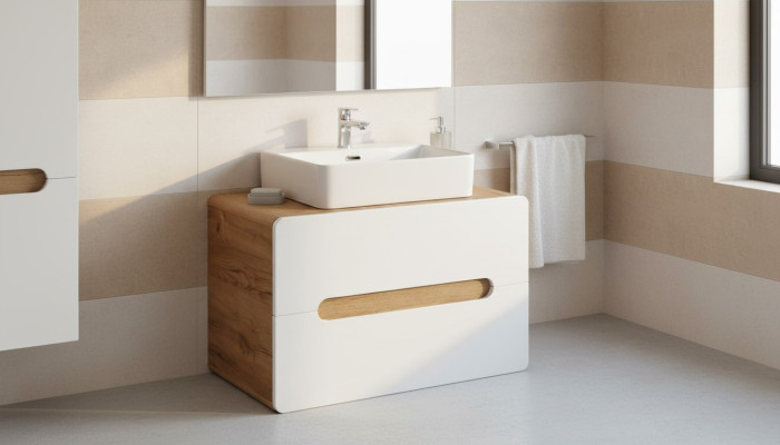 Waschtisch Badezimmer Waschbecken mit Aufsatz Becken 80cm