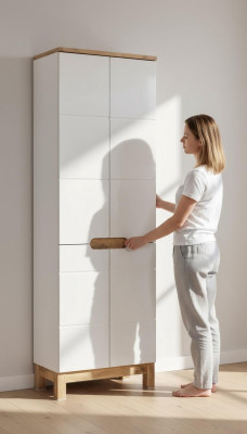 Badschrank Hochschrank Schrank Aufbewahrung Badezimmer Weiß Bad