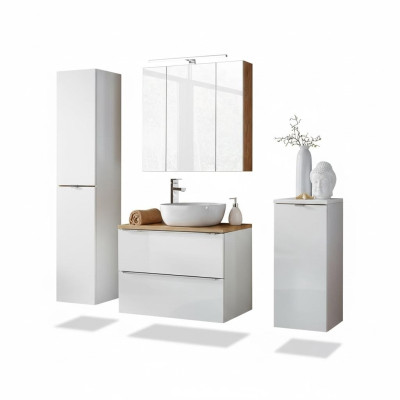 Design Badezimmer Möbel Bad 4 tlg. Set Garnitur Deko Schrank Waschbecken