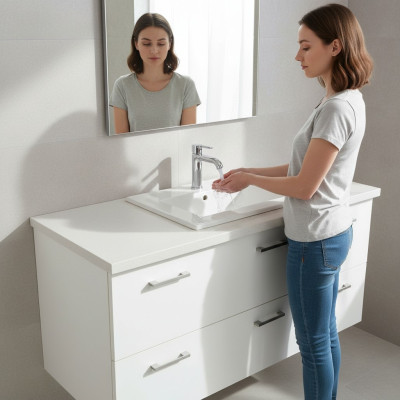 Waschtisch Einbauwaschtisch Waschbecken 60 x 46 cm weiss Badezimmer Waschschale