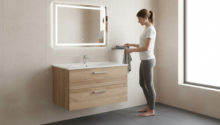 Badmöbel Set 80cm Waschbecken mit Modern Unterschrank Dekorative Waschtisch