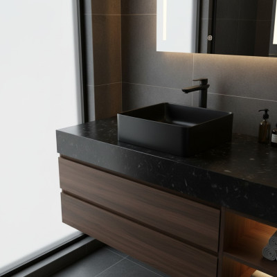 Waschtisch Schwarzer Keramik Aufsatz Tisch Platte Waschbecken Becken Aufsetzen
