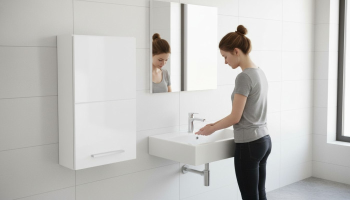 Badezimmer Badmöbel Regal Schrank Weiß Schränke Apotheken Holz