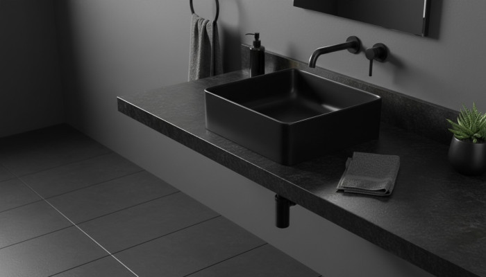 Waschtisch Schwarzer Aufsatz Tisch Platte Waschbecken Becken Aufsetzen Keramik