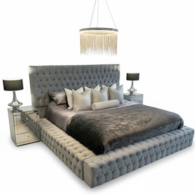 Chesterfield Bett Luxus Schlafzimmer Hotel Polster Betten mit Knöpfen