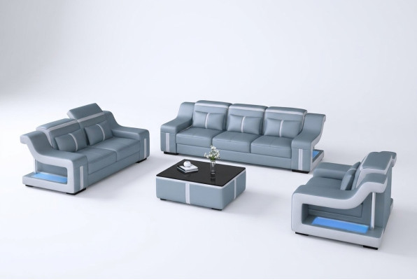 Sofagarnitur Couch Polster Sofa 322 Komplett Set Garnituren Design Leder 3tlg.