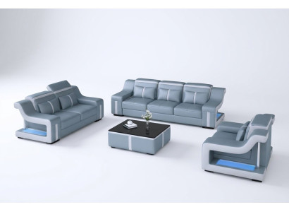 Sofagarnitur Couch Polster Sofa 322 Komplett Set Garnituren Design Leder 3tlg.