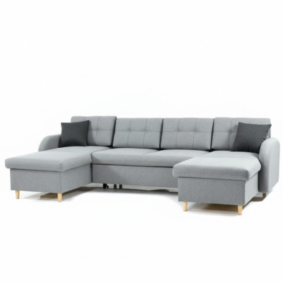 Wohnlandschaft Ecksofa Stoff U-Form Bettfunktion Couch Deko Design Polster