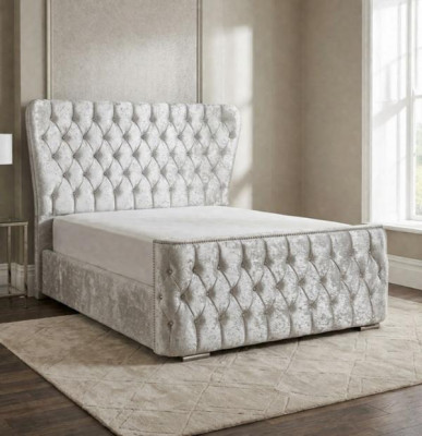 Chesterfield Bett Schlafzimmer Betten Textil 180x200cm Samt Big Hotel Betten Neu