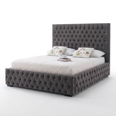 Graues Chesterfield Doppelbett Hotel und Schlafzimmer Betten