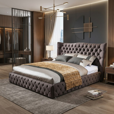 Chesterfield Big Bett Großer Kopfteil Ohren Betten Polster Doppelbett